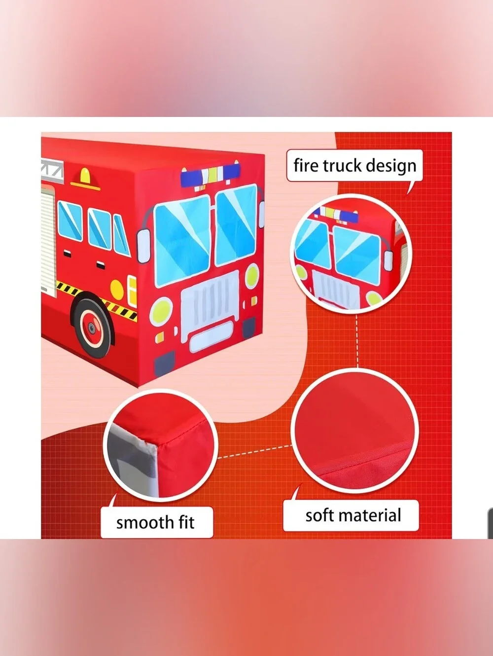 Kids Red Fire Truck Table Cover - Fun Party Decoration Fits 4 Ft Table